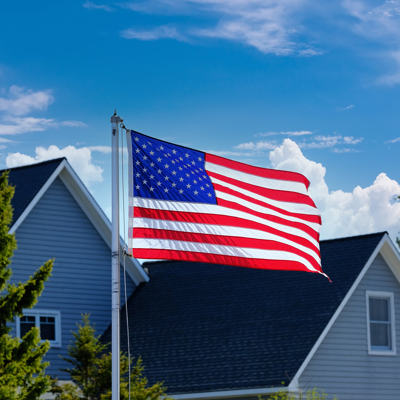 US Flag by a Maine Home